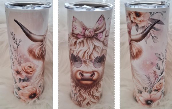 Highland Cow with Glasses 20oz Stainless Steel Tumbler