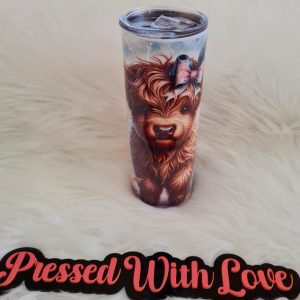 Highland Cow Mint/Pink Bow