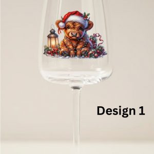Christmas Cow Wine Glass