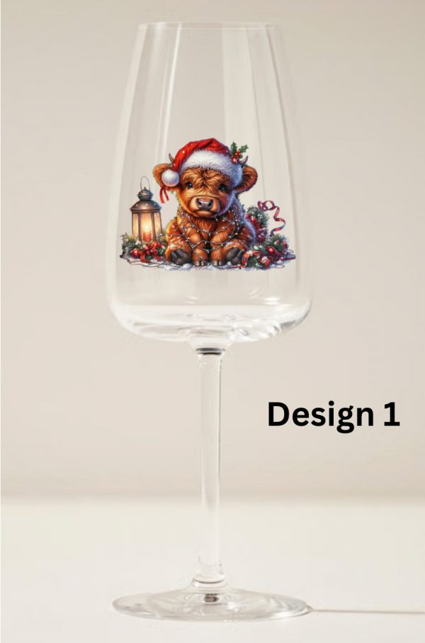 Christmas Cow Wine Glass