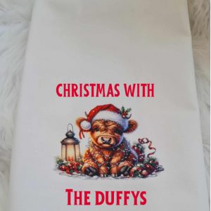 Christmas Cow Tea Towel